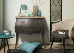 Commode Sauteuse 2 Tiroirs Murano Celeste -STYLE CAMPAGNE Boutique 036 Commode Sauteuse 2 Tiroirs Murano Celeste 3