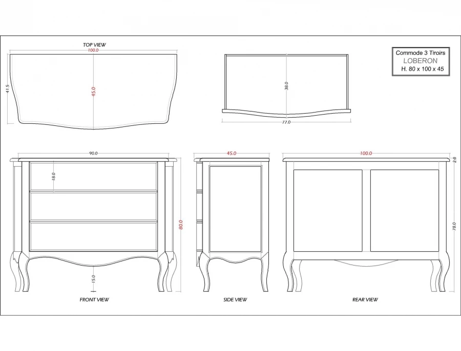 Commode Loberon 3 Tiroirs Blanc Chêne 8 Commode Loberon 3 Tiroirs Blanc Chêne – Image 6