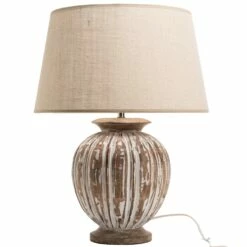 Lampe Juliette Bois Abat Jour Jute