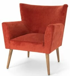 Fauteuil Velours Côtelé Terracotta Léon