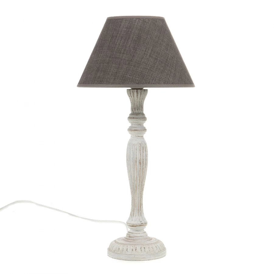 Lampe Helena Bois Blanc Abat Jour Empire Gris 2 Lampe Helena Bois Blanc Abat Jour Empire Gris