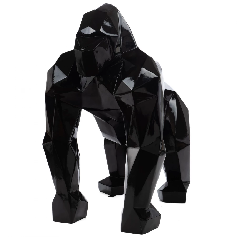 Statue Gorille Origami Noir Brillant 140cm (Outdoor) 3 Statue Gorille Origami Noir Brillant 140cm (Outdoor)