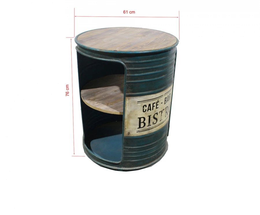 Table De Bar Tonneau Indus Métal Bois 7 Table De Bar Tonneau Indus Métal Bois – Image 5