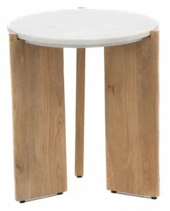 Bout De Canapé Bois Marbre Blanc Denali