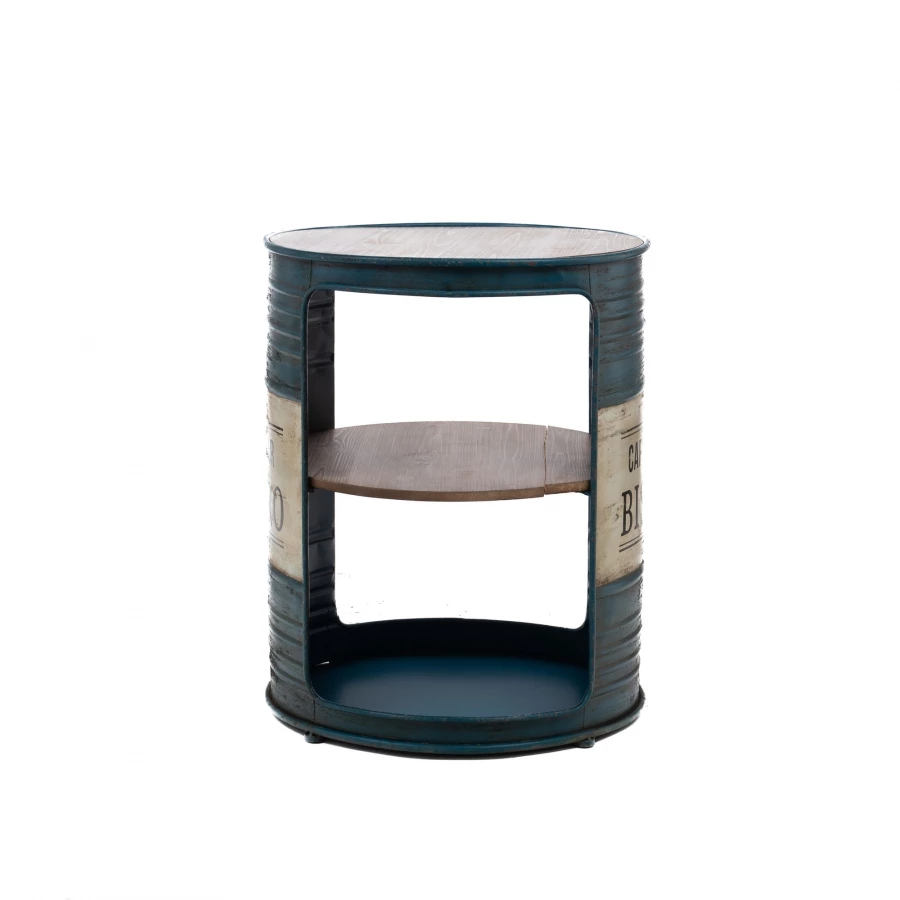 Table De Bar Tonneau Indus Métal Bois 4 Table De Bar Tonneau Indus Métal Bois – Image 2