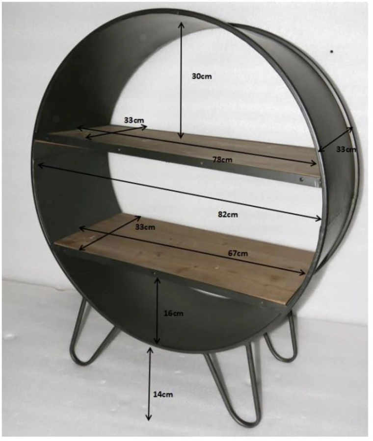 Etagère Indus Ronde Bois Métal Cabanon Amadeus 4 Etagère Indus Ronde Bois Métal Cabanon Amadeus – Image 2