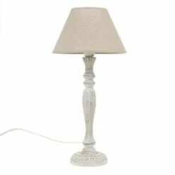 Lampe Helena Bois Blanc Abat Jour Lin