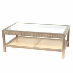 Table Basse De Salon Bois Verre Rotin Inspiration