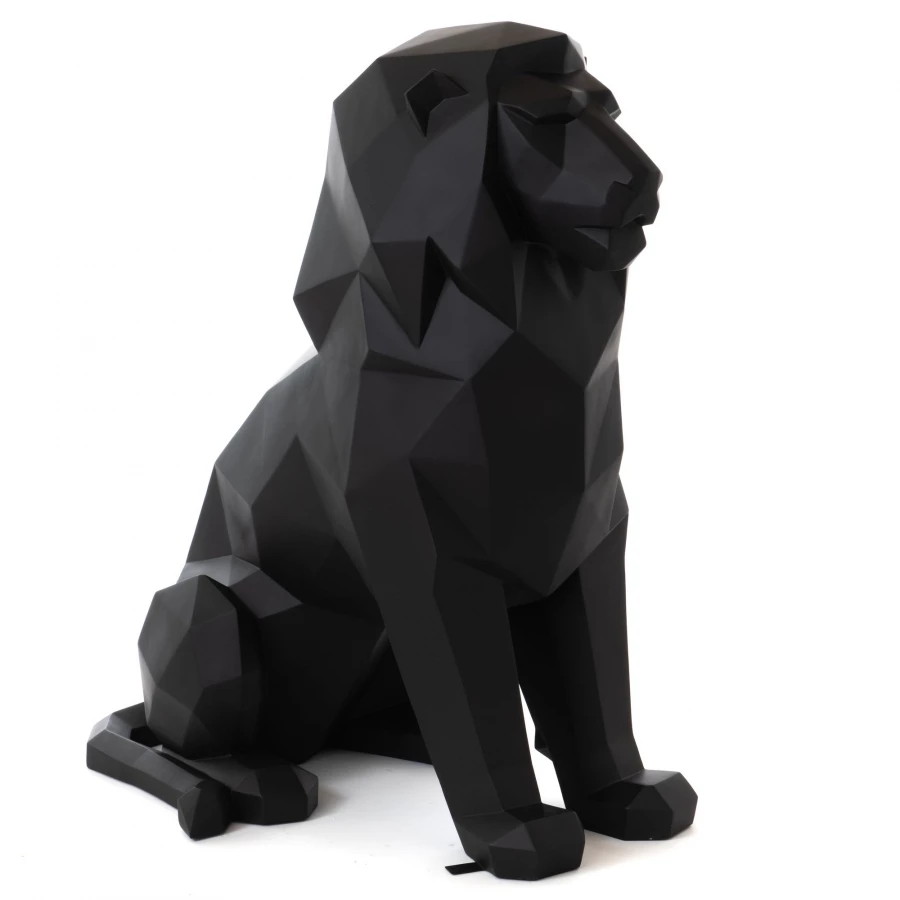 Statue Lion Origami Noir Mat 135cm (Outdoor) 3 Statue Lion Origami Noir Mat 135cm (Outdoor)