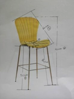 Tabouret De Bar Velours Coquillage (2 Couleurs) -STYLE CAMPAGNE Boutique 629 1 Tabouret de Bar Coquillage Rose Amadeus Cades Style Campagne 3