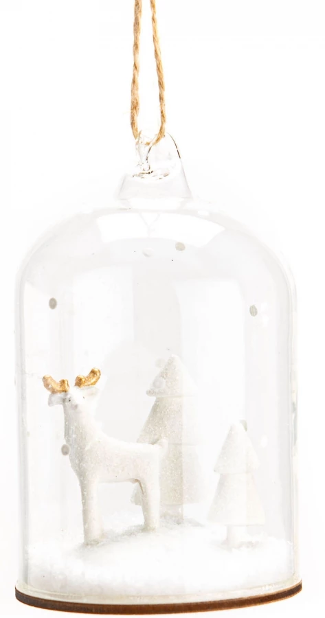 6 Suspensions Cloche Renne Blanc Noël 3 6 Suspensions Cloche Renne Blanc Noël