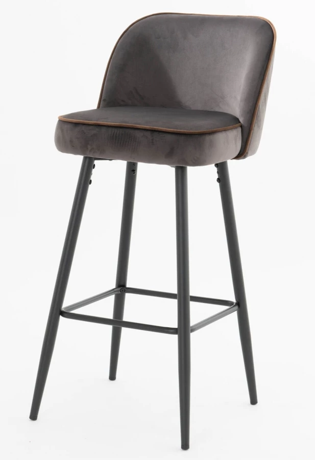 Chaise De Bar Petra Velours Gris 3 Chaise De Bar Petra Velours Gris