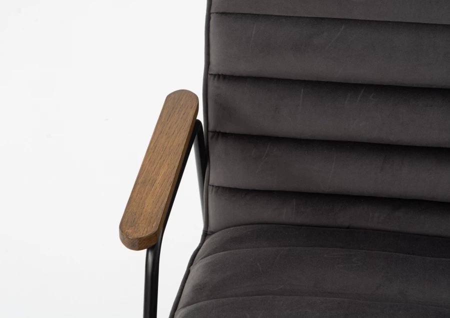 Fauteuil Hutch Velours Gris Double 4 Fauteuil Hutch Velours Gris Double – Image 2