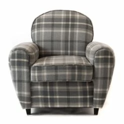 Fauteuil Club Tartan Gris -STYLE CAMPAGNE Boutique 766 1 Fauteuil Club Tartan Gris Amadeus Cades Design Deco Campagne chic 2