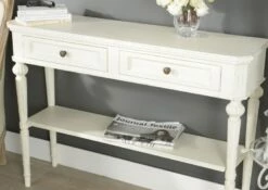 Console Bois Blanc 2 Tiroirs Leonie Amadeus -STYLE CAMPAGNE Boutique 923 Console 2 Tiroirs Leonie 4